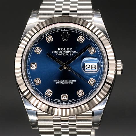 rolex silver and blue